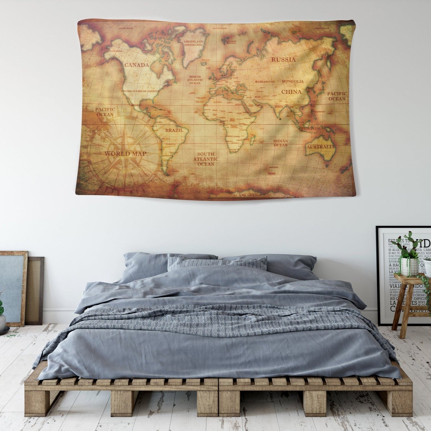 Ancient World Map Tapestry - pleshy