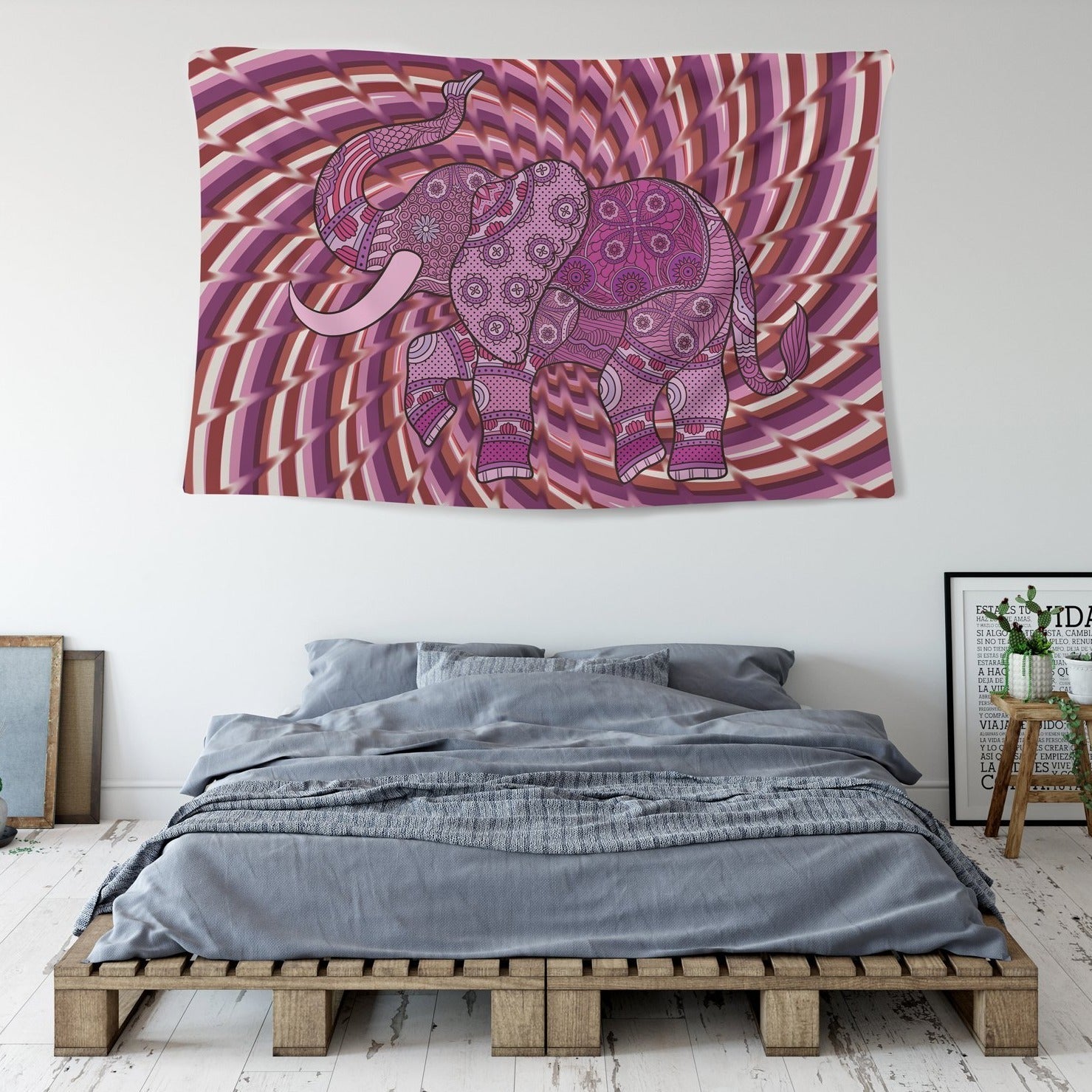 Elephant Bubble Gum Tapestry - pleshy