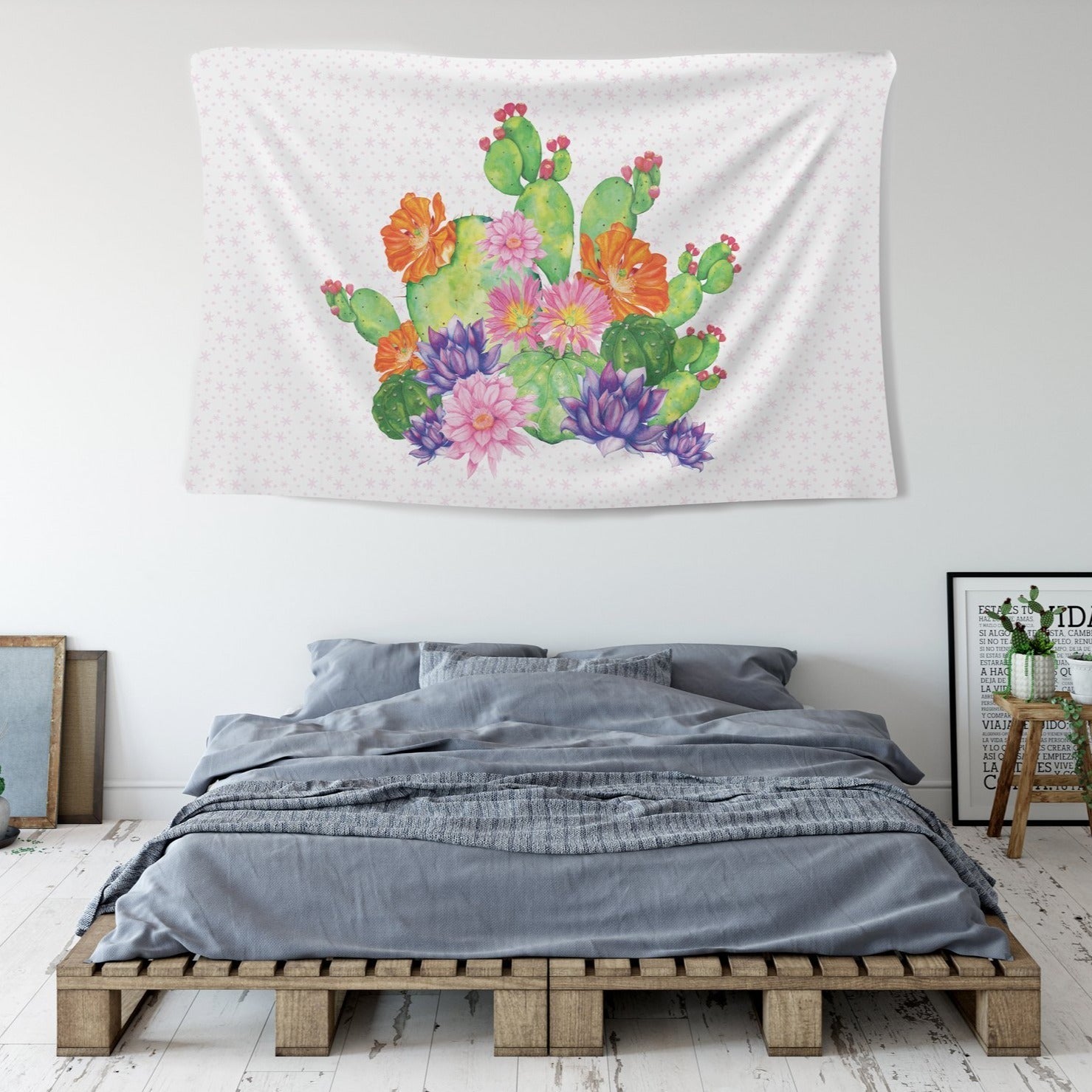 Floral Cactus Tapestry - pleshy