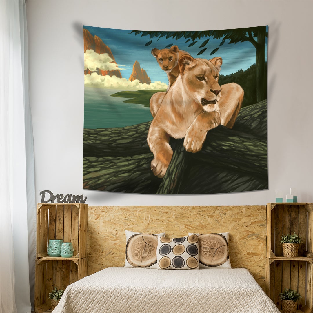 Lion Family Tapestry - pleshy