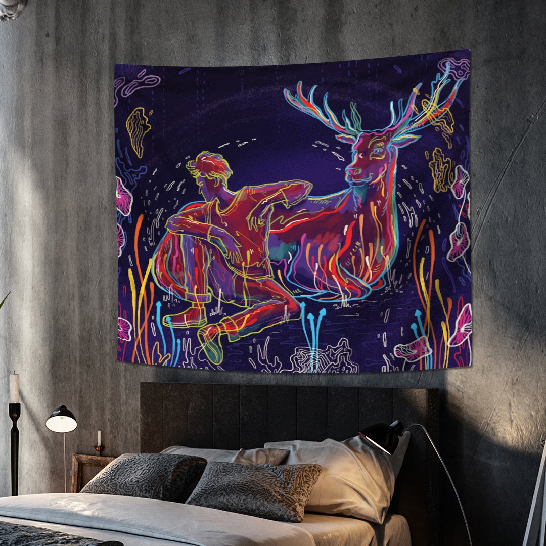 Lunar Deer Tapestry - pleshy
