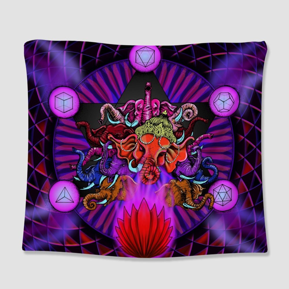 Psychedelic Elephant Tapestry - pleshy