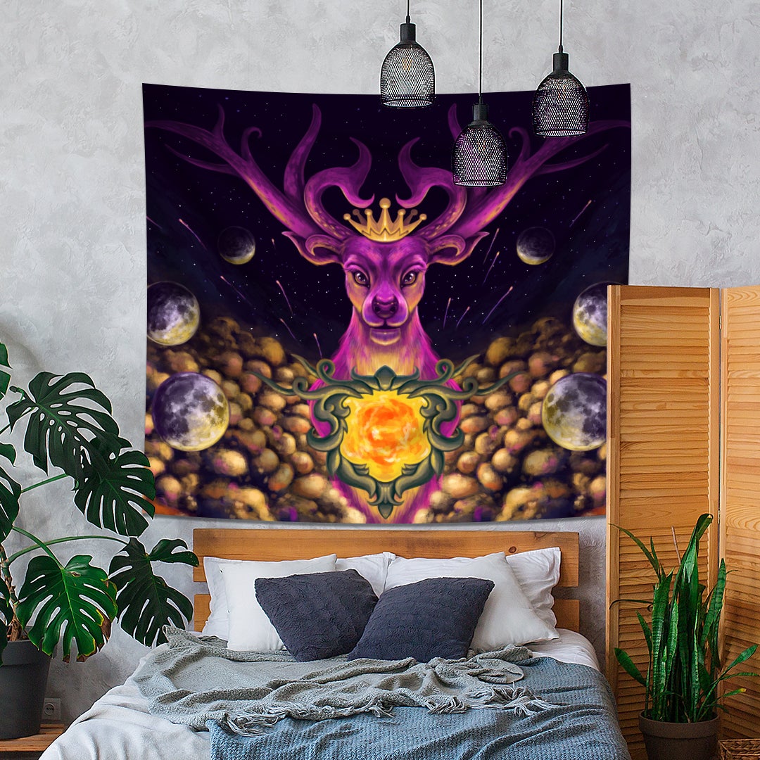 Space Deer Tapestry - pleshy