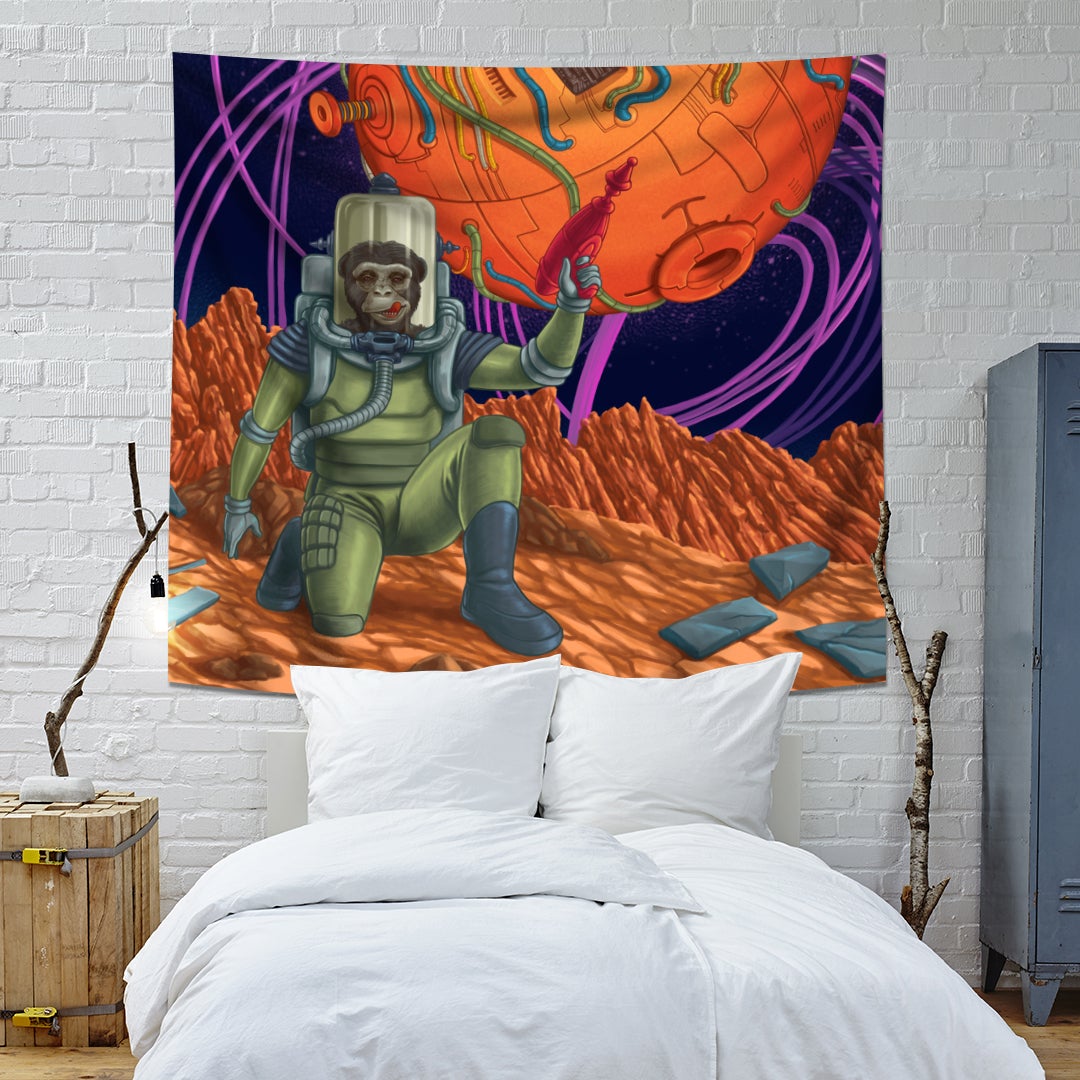 Space Gorilla Tapestry - pleshy