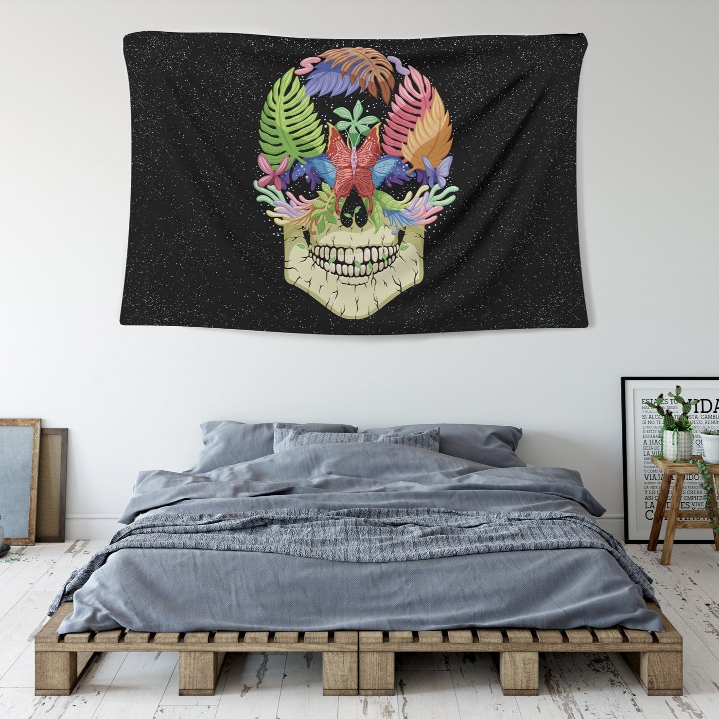 Trippy Skull Tapestry - pleshy