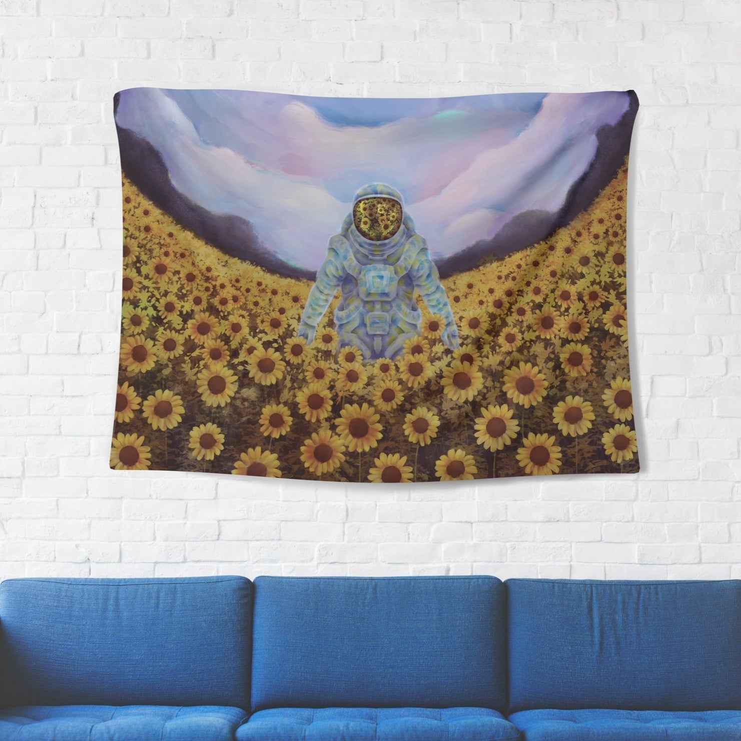 Yellow Sunflower Field Tapestry - pleshy